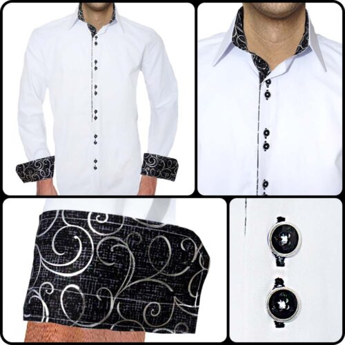 White with black paisley dress shirts