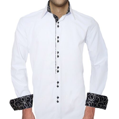 White with black paisley dress shirts