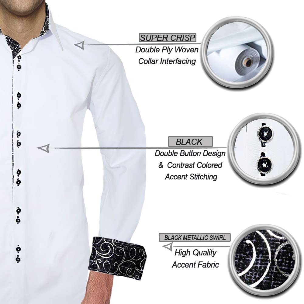White with black paisley dress shirts