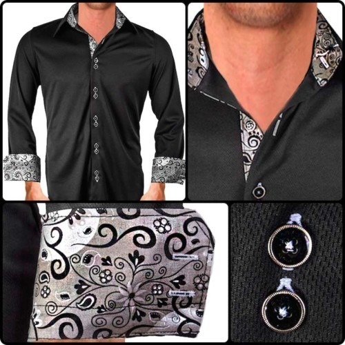 White Red Paisley Dress Shirt