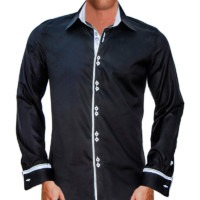 Black with white French cuff dress shirts - Anton Alexander Black with white French cuff dress shirts - Anton Alexander