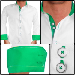 White-with-Green-Cuffs-Dress-Shirts