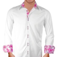 White Pink Paisley Dress Shirt
