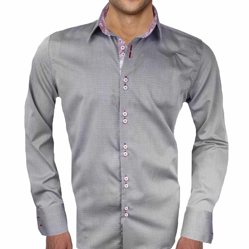 Gray with Red Contrast Dress Shirts