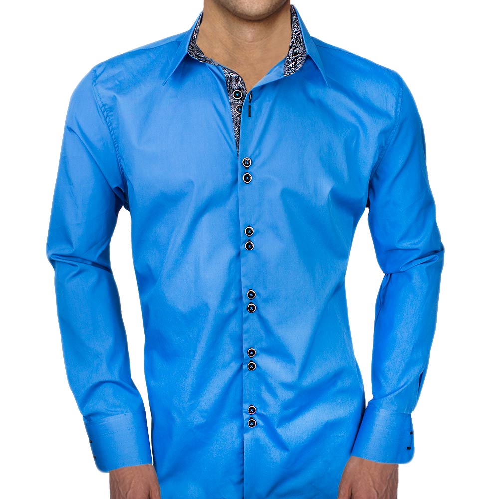royal blue and black designer shirt