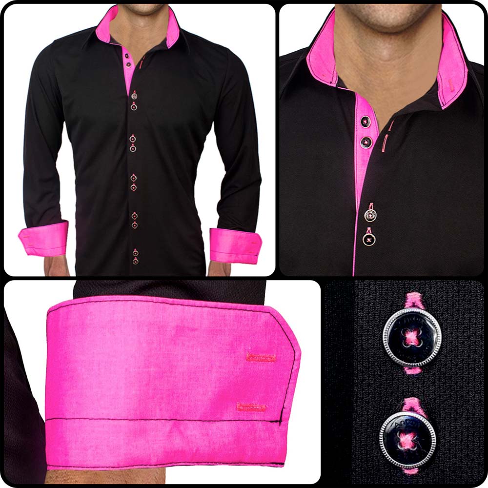 black-with-neon-pink-dress-shirts