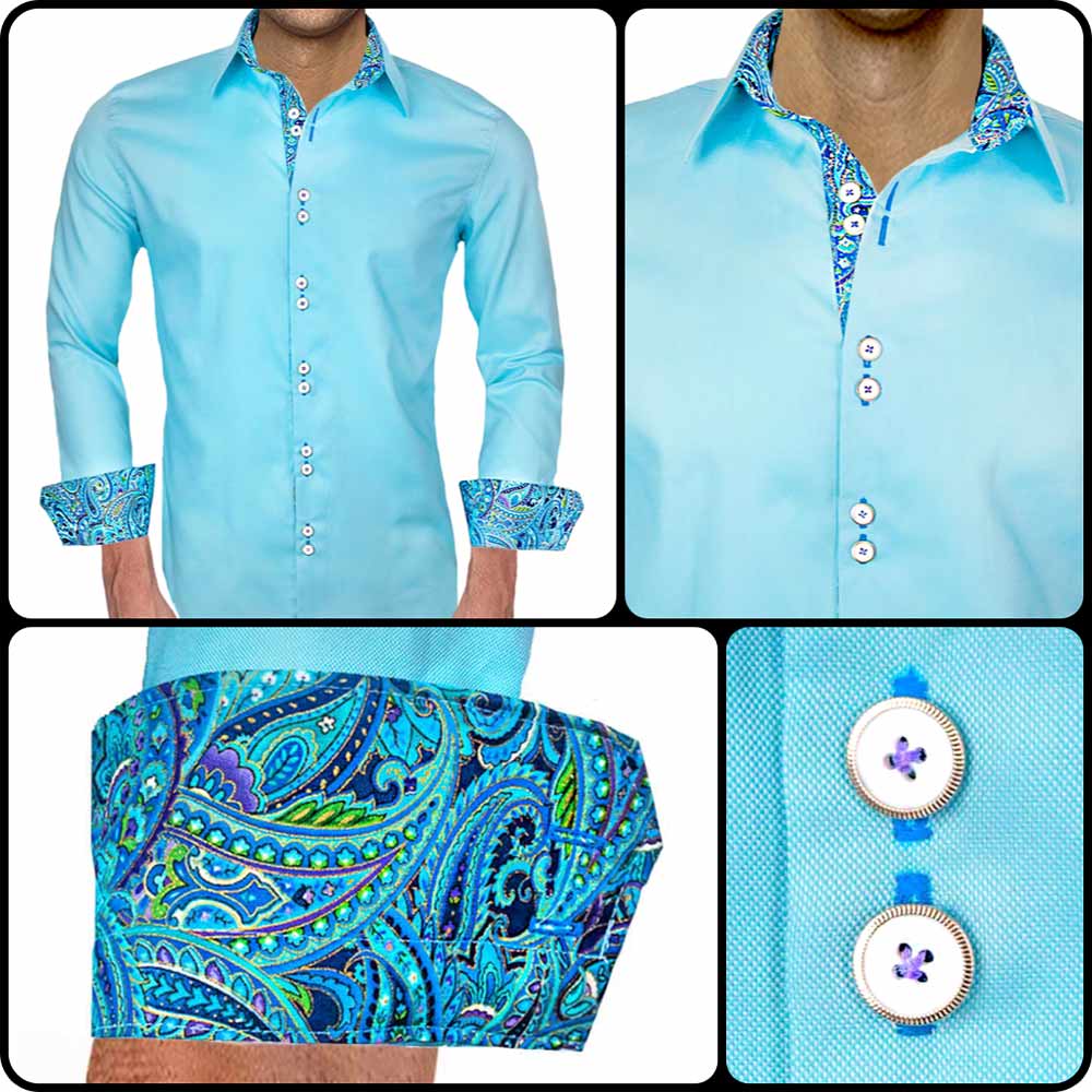 Blue Paisley Dress Shirts