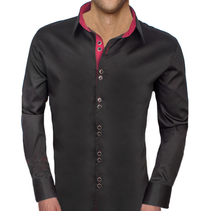 Black with Maroon Accent Dress Shirts