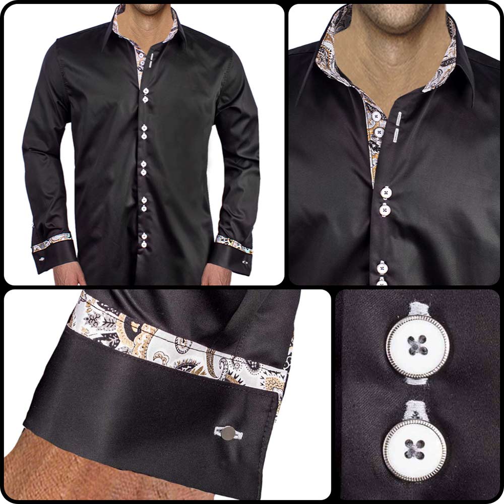 Black with Gray French Cuff Dress Shirts
