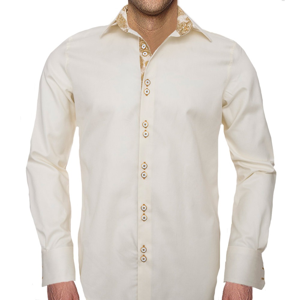 Cream with Gold Dress Shirts