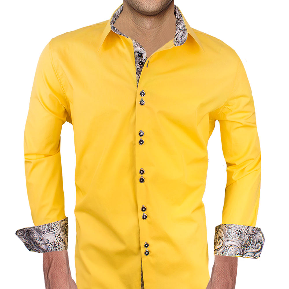 mens yellow dress shirts