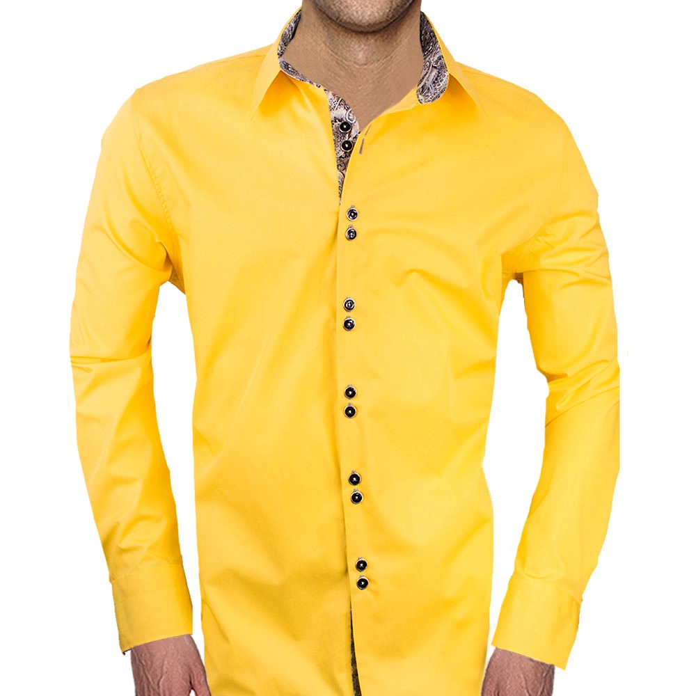 Bright Yellow with Grey Dress Shirts