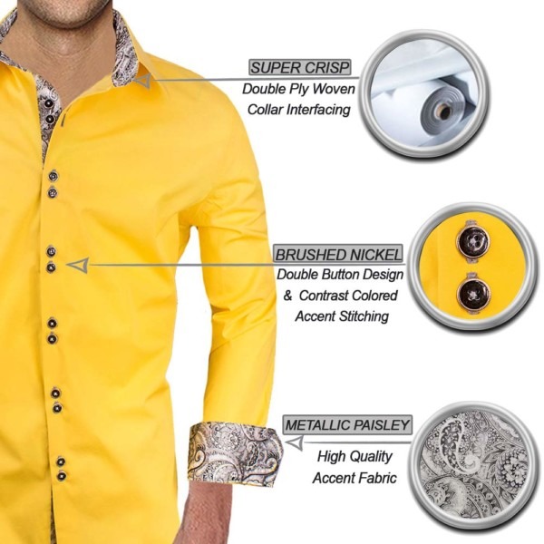Bright Yellow with Grey Dress Shirts