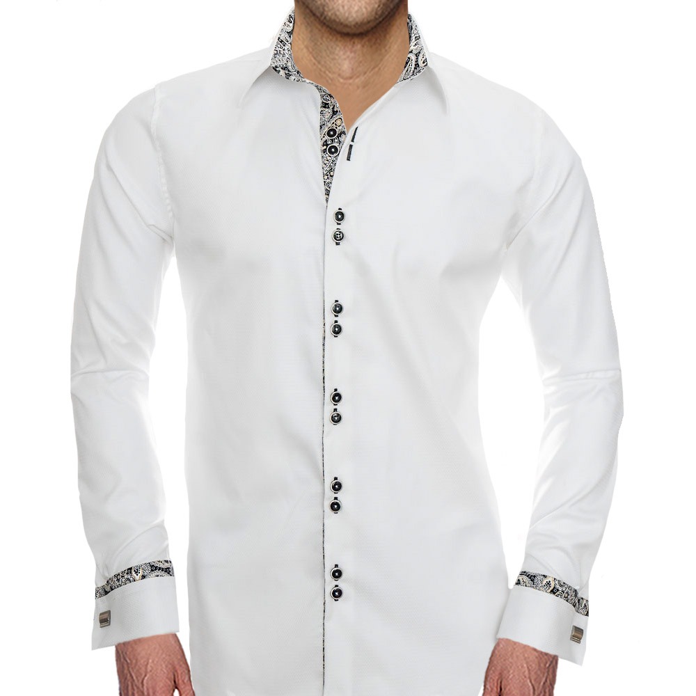 White and Black French Cuff Dress Shirts