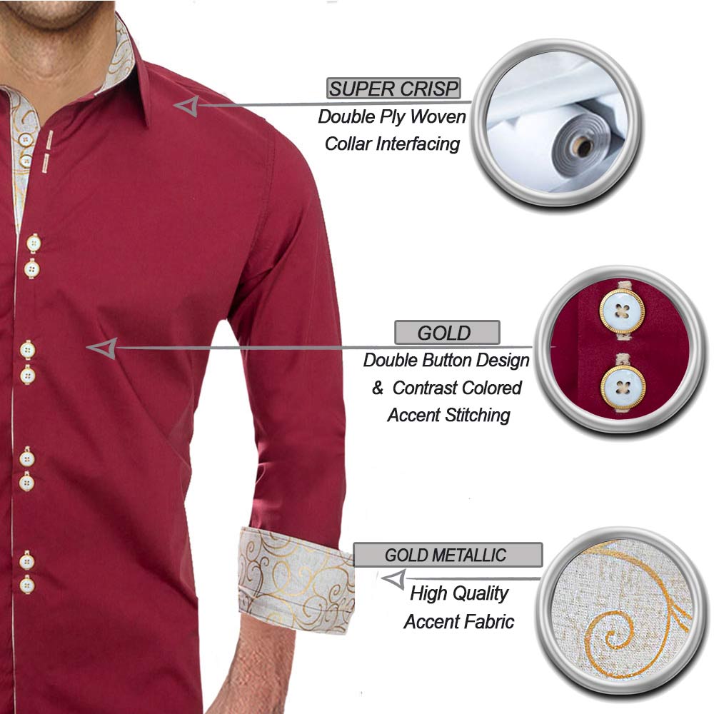 Maroon with Tan Dress Shirts