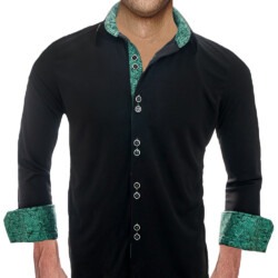 black with green accent shirts