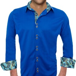 blue paisley mens shirts