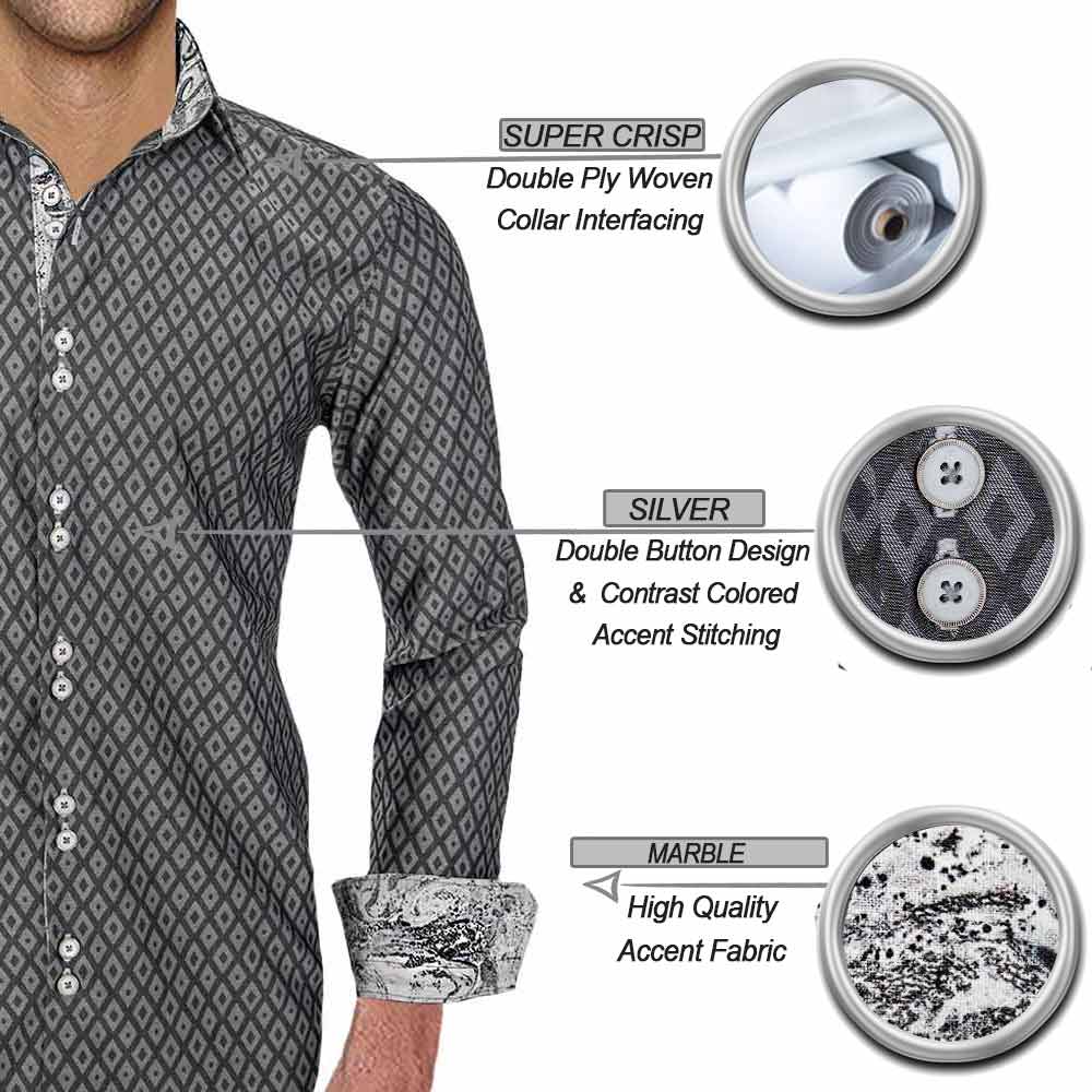 Modern Olive Green Dress Shirts grey-with-white-accent-dress-shirts