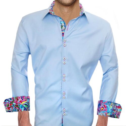 Baby Blue Modern Dress Shirts