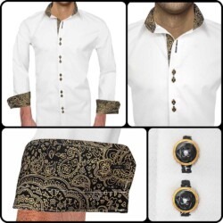 Mens White and Gold Shirts