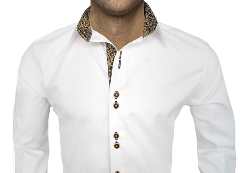 Mens White And Gold Dress Shirt Champagne Gold Dress Shirts Mens Fawn Gold  Colour MINISTER WHITE