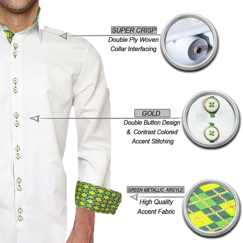 White with Green Argyle Shirts