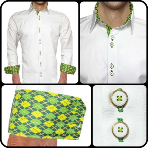 White with Green Argyle Shirts