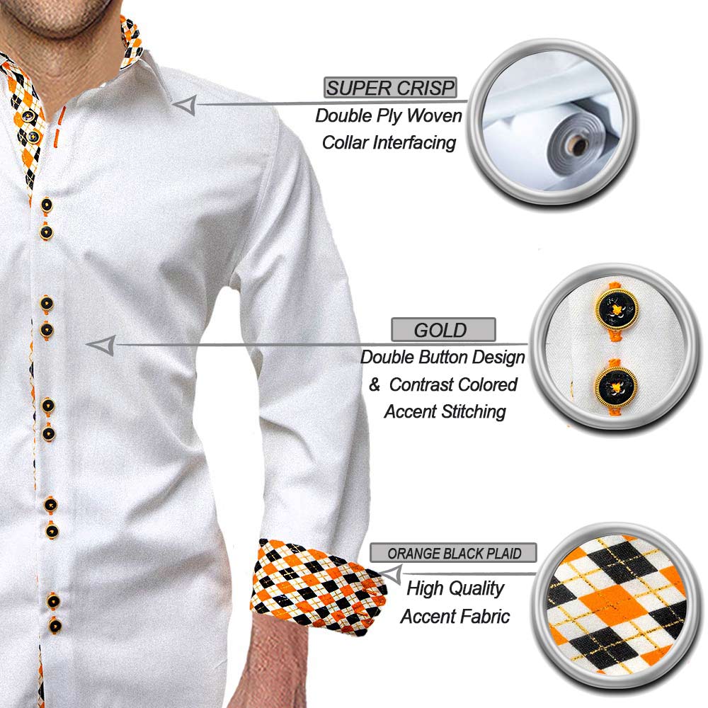 White Orange and Black Mens Shirts