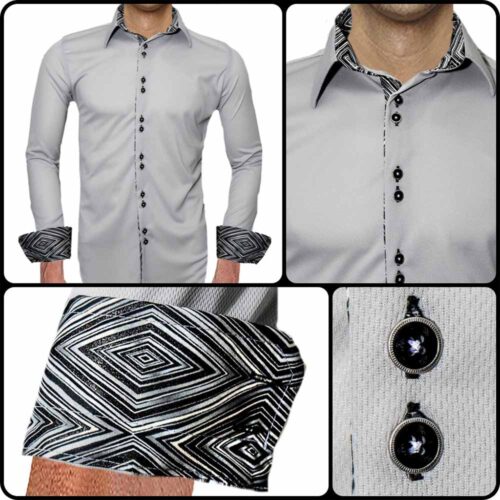 Grey with black dress shirt