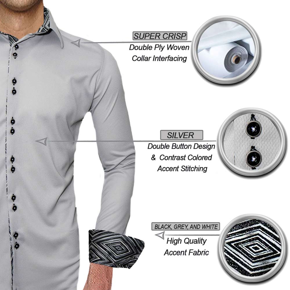 Grey with Black Dress Shirts